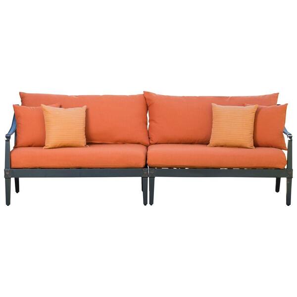 RST Brands Astoria 2-Piece Patio Sofa with Tikka Orange Cushions