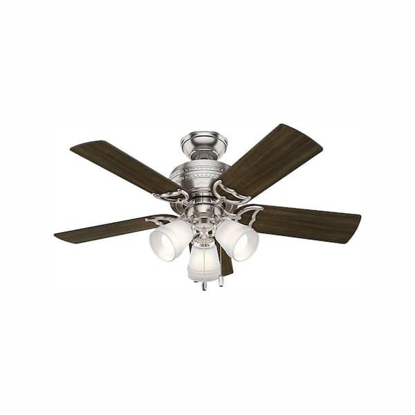 Hunter Prim 42 in. LED 3-Light Indoor Brushed Nickel Ceiling Fan
