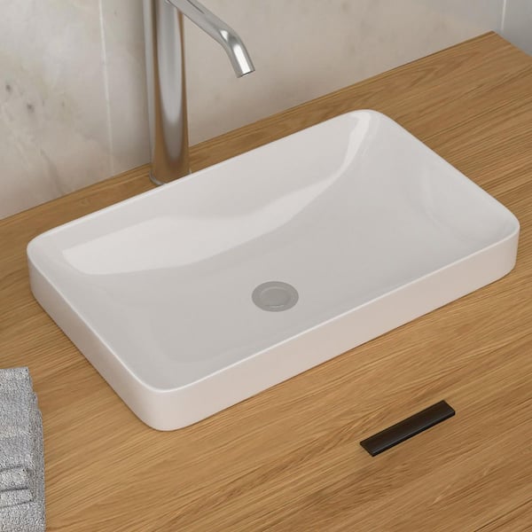 19 in. Drop-in Ceramic Bathroom Sink in White