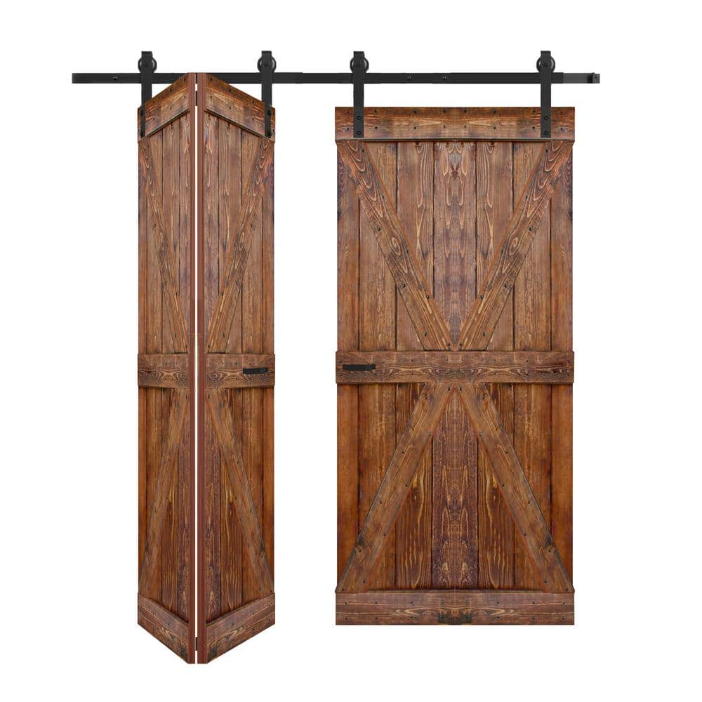Classic Walnut Finished Solid Spruce Bi-Fold Barn Door
