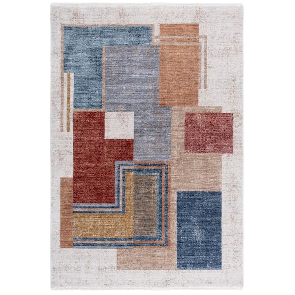 Forum 9 ft. x 13 ft. Ivory/Rust Gray Abstract Geometric Area Rug