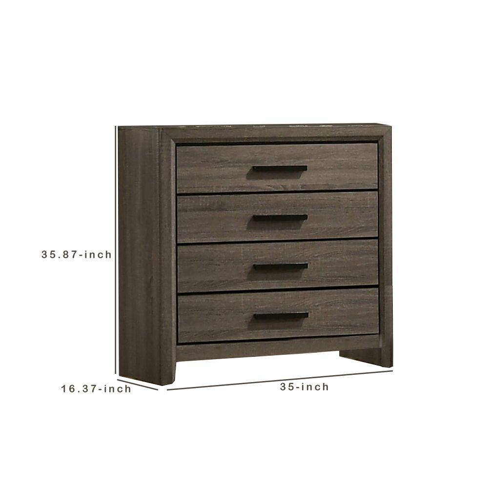 Gray Wooden Chest with Black Rectangular Pulls