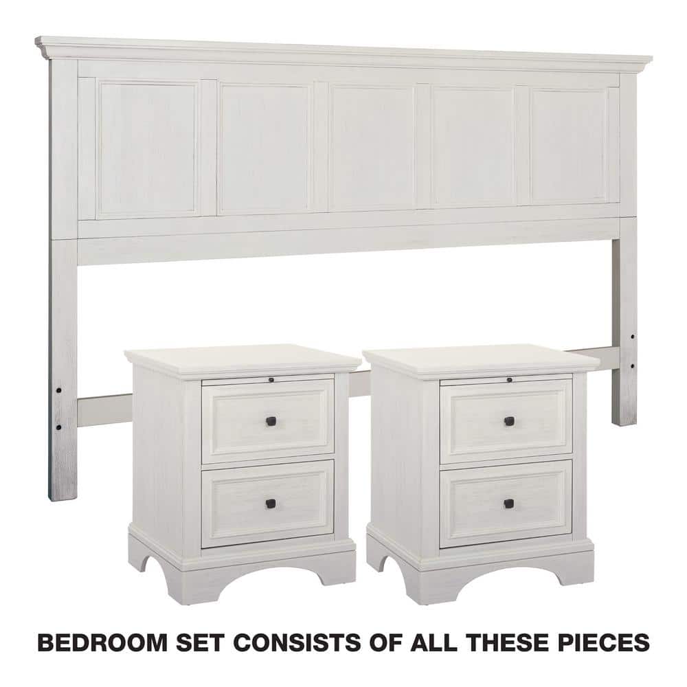 Rustic White King 3-Piece Farmhouse Bedroom Set