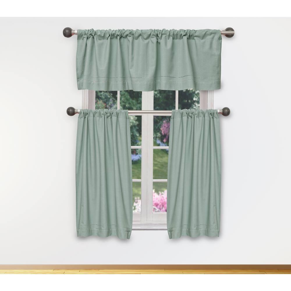 Aqua Solid Rod Pocket Room Darkening Curtain - 15 in. W x 58 in. L (Set of 