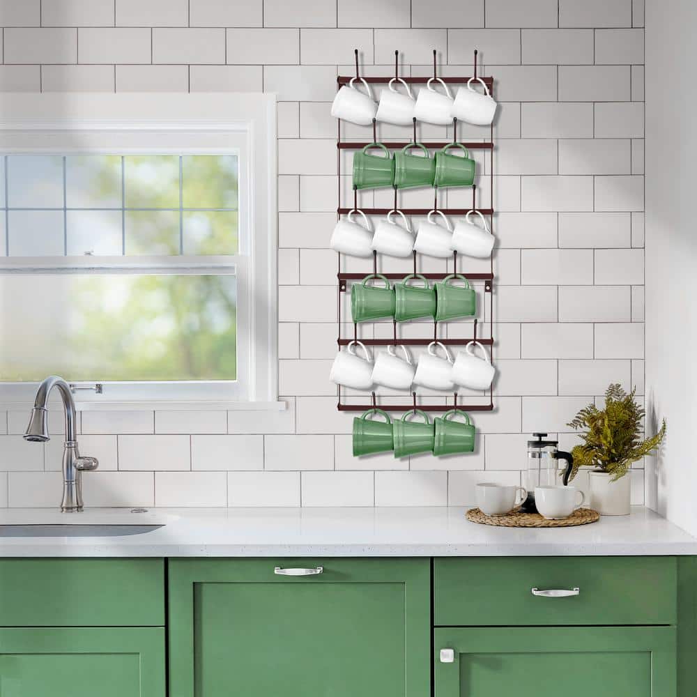 6-Tier Mug Rack for Wall-Small Metal Rustic Coffee Mug Holder Wall Mount wi