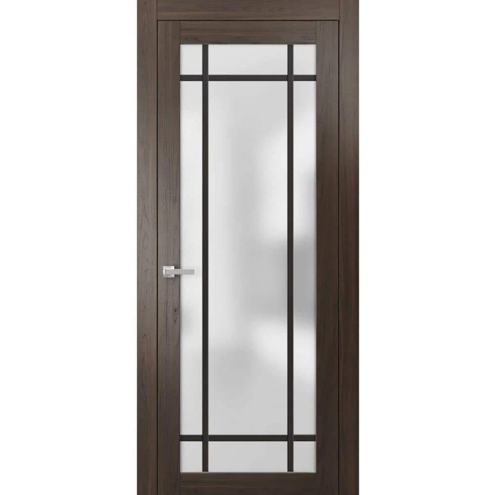 2112 18 in. x 84 in. Right-Hand/Inswing Solid Frosted Glass Chocolate Ash Single Prehung Interior Door with Hardware price history on PriceWatchPro
