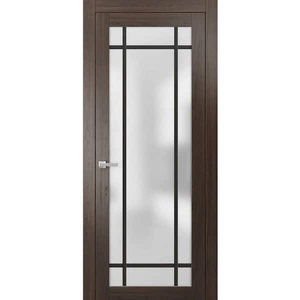Sartodoors 2112 36 in. x 80 in. Left-Hand/Inswing Solid Frosted Glass Chocolate Ash Single Prehung Interior Door with Hardware