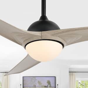 Sully 52 in. 1-Light App/Remote 6-Speed Propeller Integrated LED Indoor/Outdoor Gray Wood White Ceiling Fan
