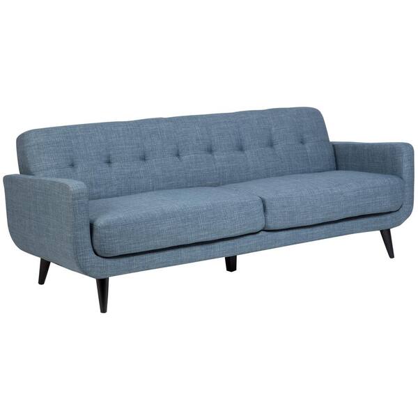 Unbranded Casper 87 in. Light Blue Polyester 4-Seater Sofa with Square Arms