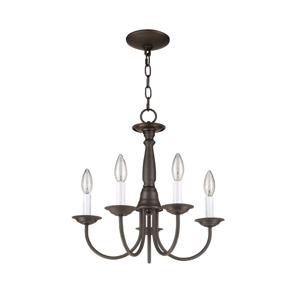 Elegant Bronze 5-Light Chandelier with Steel Finish and Chain Hang