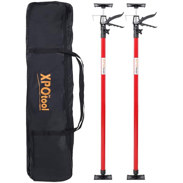 2-Pack Red Steel Adjustable Support Pole Jack Post Hand Support System, Extends from 45 in. to 114 in. with Carrry Bag