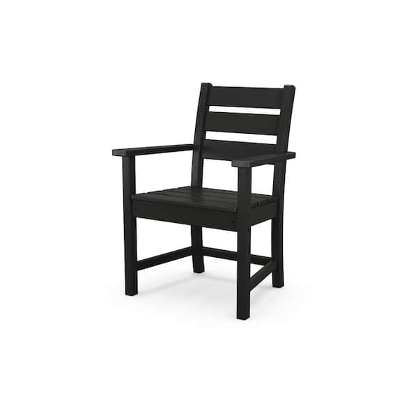 POLYWOOD Grant Park Black Stationary Plastic Outdoor Dining Chair