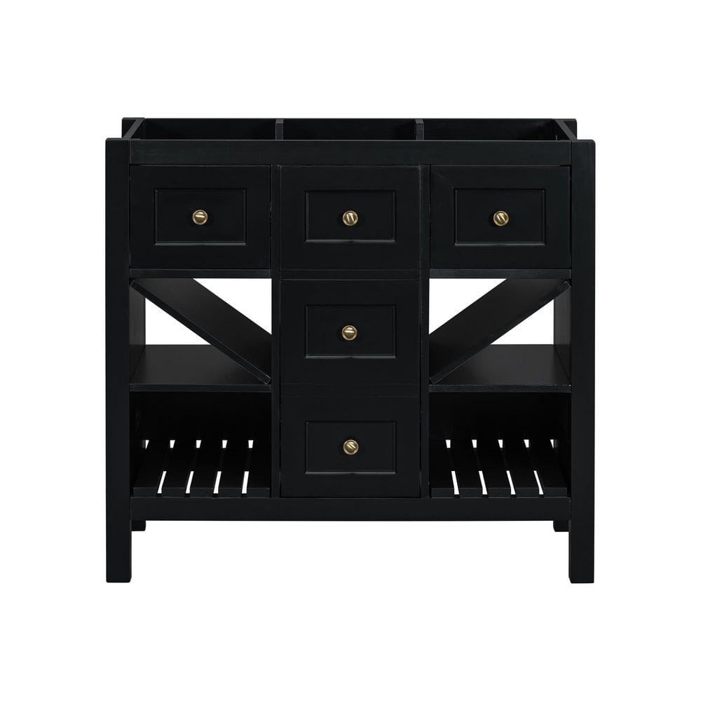 36 in. Freestanding Rectangular Bath Vanity Cabinet without Top in Black wi