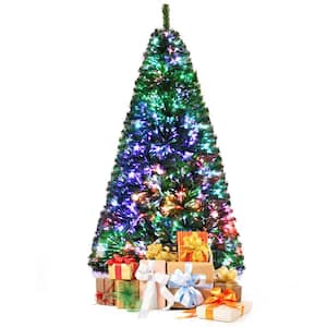 7 ft. Pre-Lit Artificial Christmas Tree Fiber Optic Xmas Tree Holiday Decor