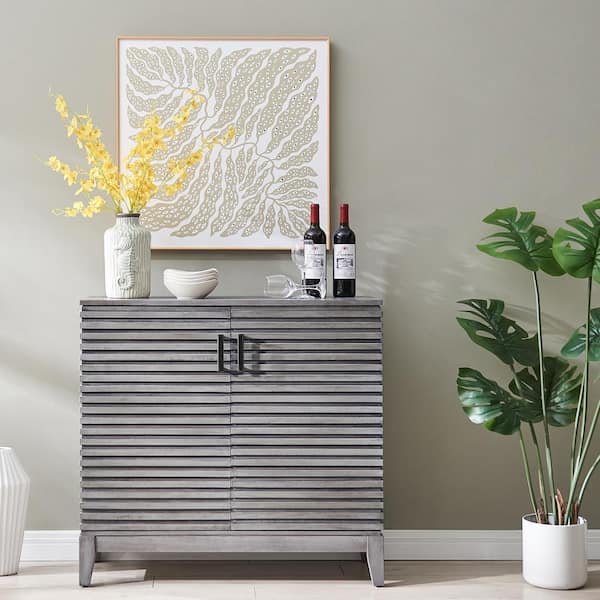 Retro Grey MDF 36 in. Sideboard Accent Storage Cabinet with Doors for Kitchen Living Room Entryway Apartment Wood Buffet