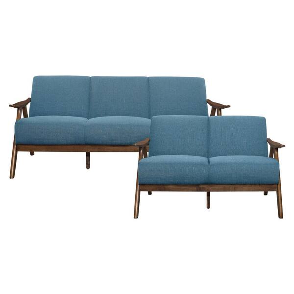 EVERGLADE HOME Ocala 124 in. W Slope Arm Polyester Rectangle Sofa in Blue