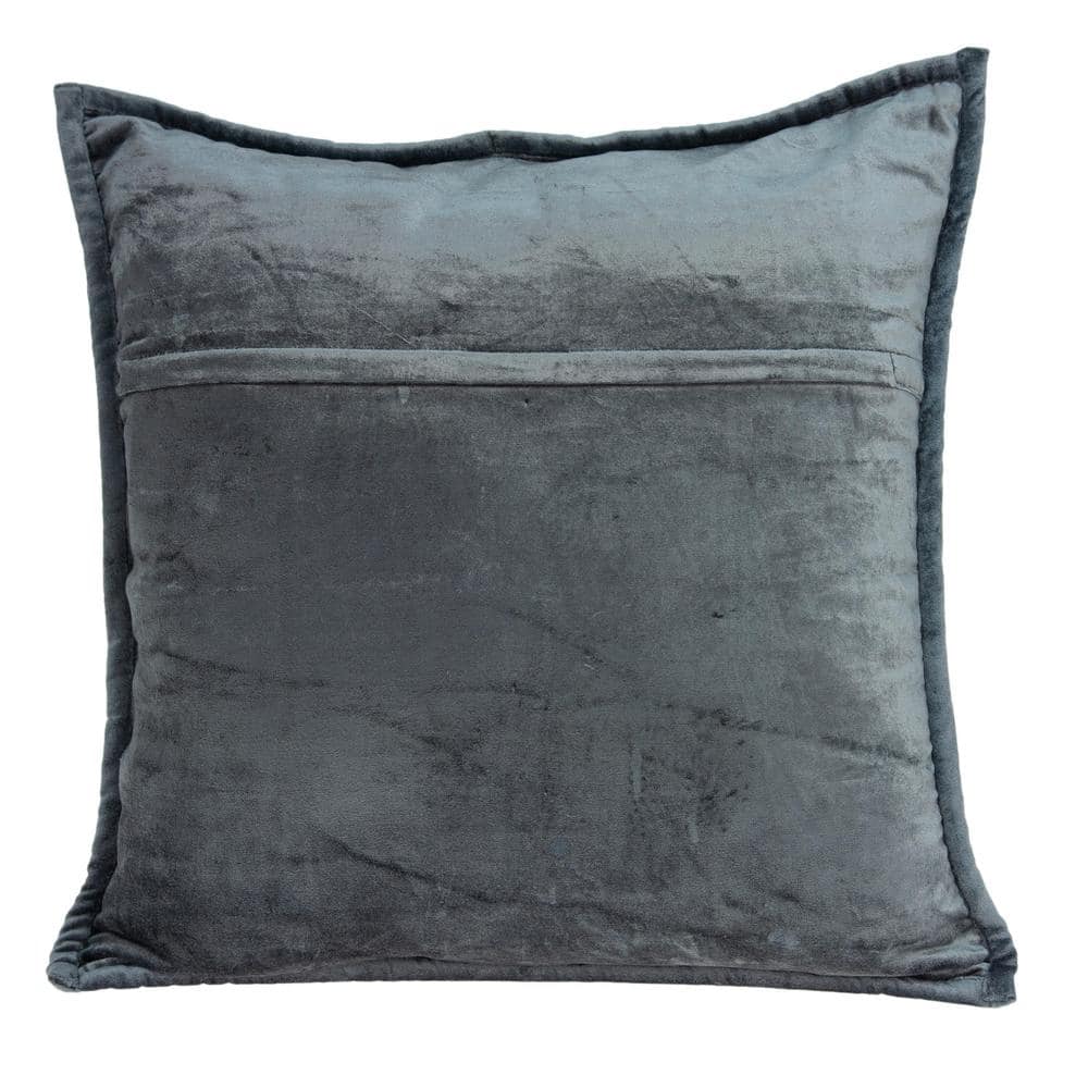 Charcoal Quilted Velvet Square Throw Pillow Set