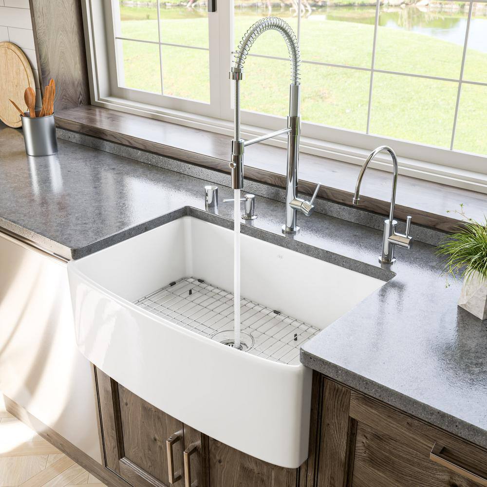 Alfi Brand ABFC3020-W 30'' L Flush Single Bowl Fireclay Kitchen Sink