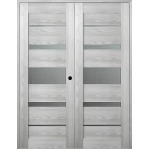 Vona 07-03 64 in.x 80 in. Left Hand Active 5-Lite Frosted Glass Ribeira Ash Wood Composite Double Prehung French Door