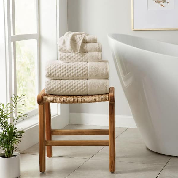 Oatmeal Ultra-Soft 100% Cotton Diamond Waffle 6-Piece Towel Set