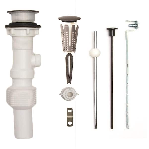 PF WaterWorks 1.6-2 in. Sink Hole Flex Pop-Up Drain Easy Install/Remove Stopper Flex-n-Fit Body without Overflow, Oil Rubbed Bronze