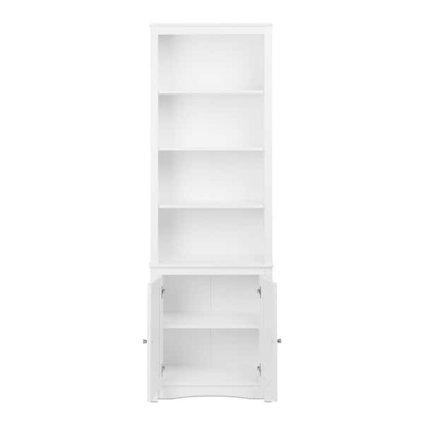 Prepac 80 In White Wood 6 Shelf, Book Shelves With Drawers And Doors