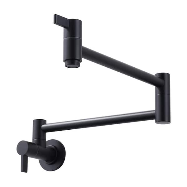 AVITAS Wall Mounted Pot Filler with Dual-Handle in Matte Black