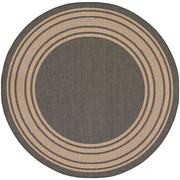 Horizon Indoor/Outdoor Charcoal 8 ft. Round Bordered Contemporary Round Area Rug