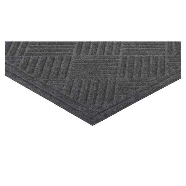 Chess Ribbed Gray 36 in. x 60 in. Indoor/Outdoor Doormat