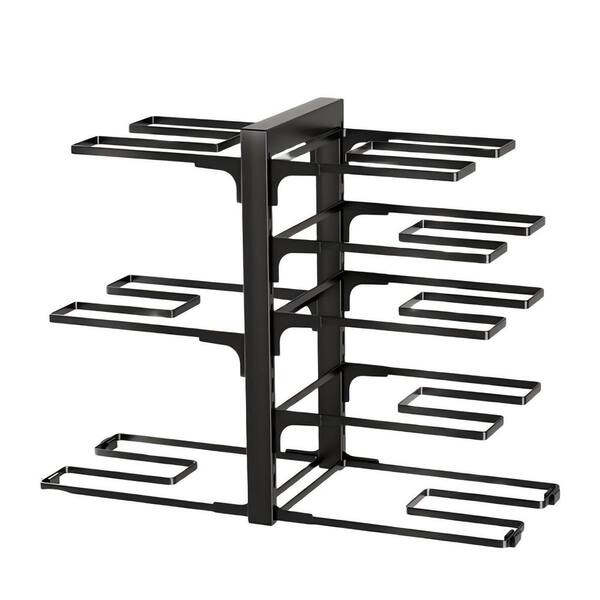 8-Tier Black Standing Pot Rack, Pots and Pans Organizer for Cabinet with 3 Methods, Adjustable Pot Rack under Cabinet