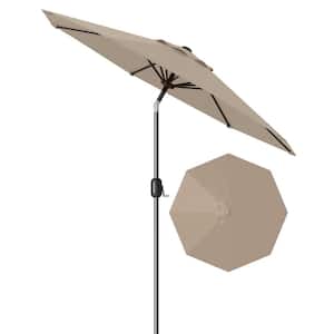 9' Garvee Metal Pole Round Market Tilt Patio Umbrella (Tan)