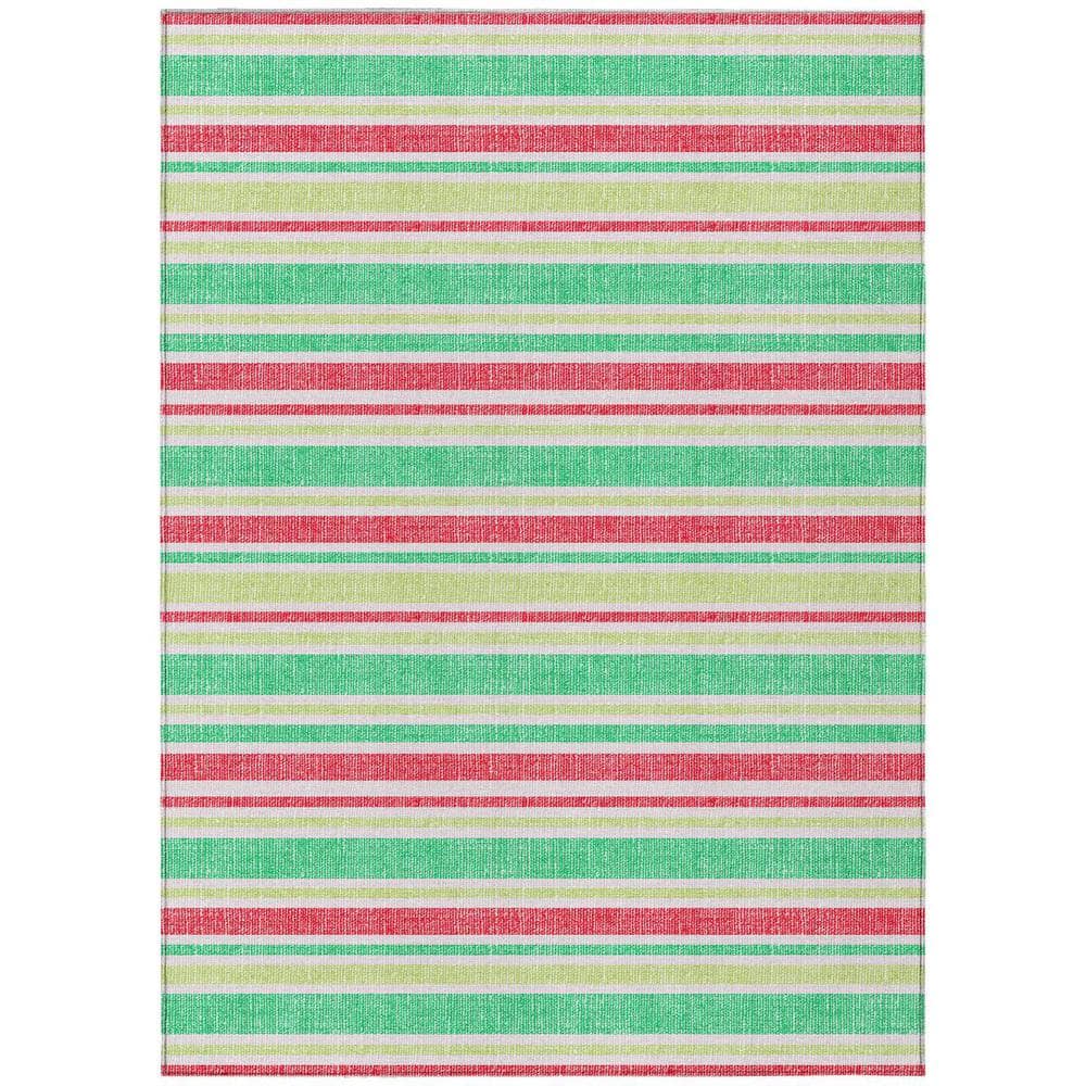 Green 5 ft. x 8 ft. Woven Striped Polyester Rectangle Indoor/Outdoor Area Rug price history on PriceWatchPro