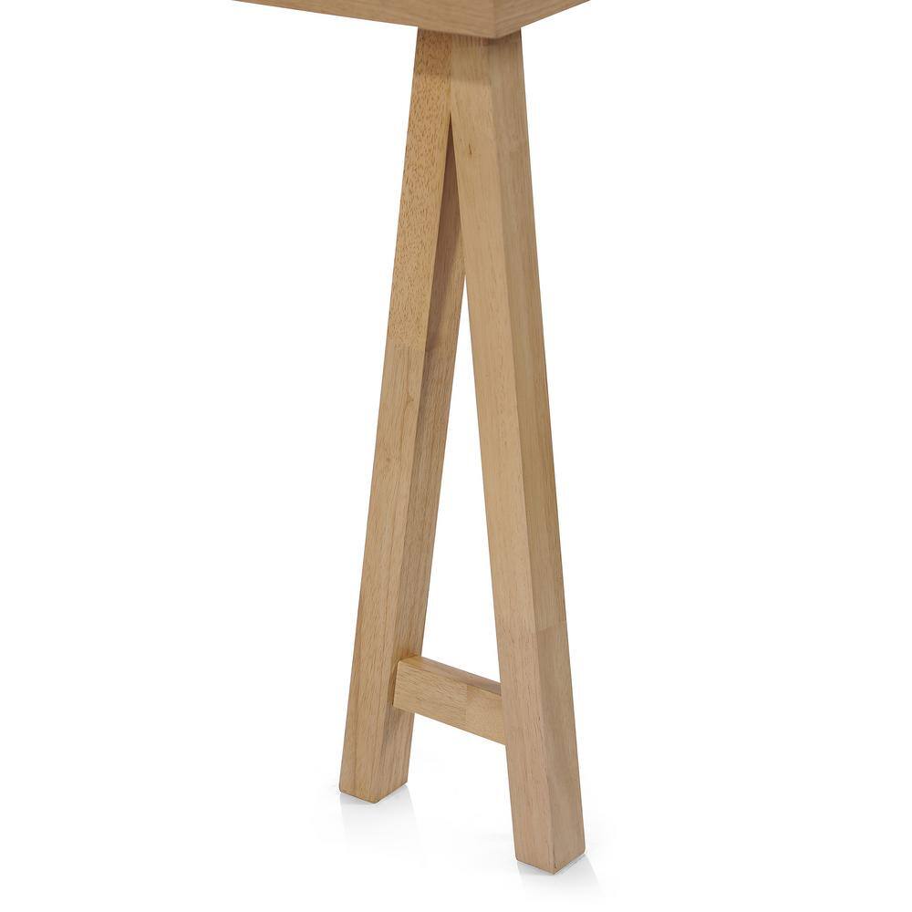 Natural Oak Finish Farmhouse Dining Table with Wooden Legs