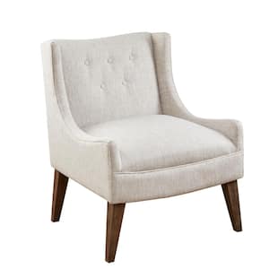 Leigh Cream Upholstered Recessed Arm Accent Chair