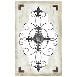 26 in. x  42 in. Wood Cream Scroll Wall Decor