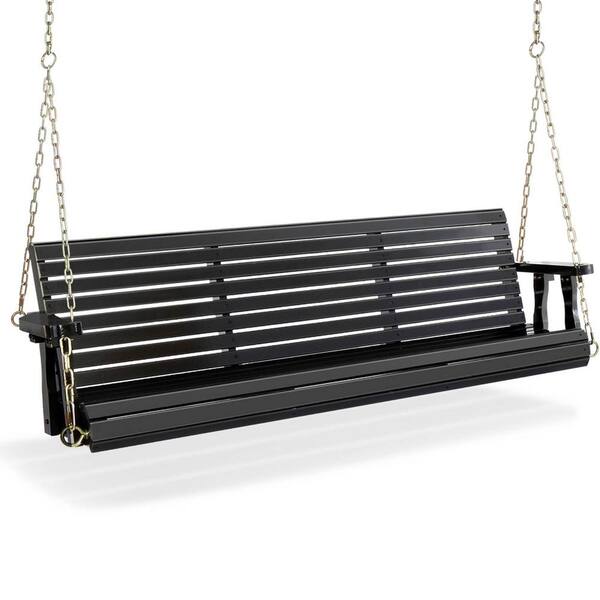 Winado 3Person Black Wood Porch Swing with Chains 325537430824 The