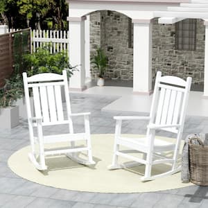 Kenly White Classic Plastic Outdoor Rocking Chair (Set of 2)