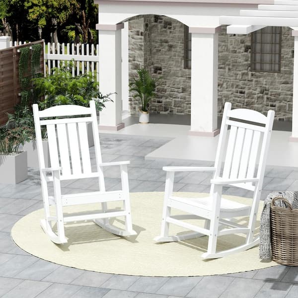 patio white rocking chair