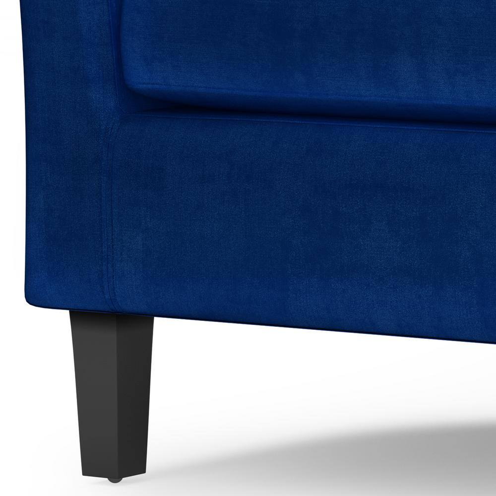 Austin Blue Velvet Barrel Accent Chair with Wood Legs