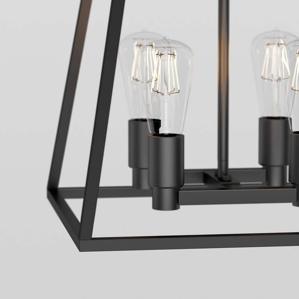 Carter Black Steel Cage 4-Light Chandelier