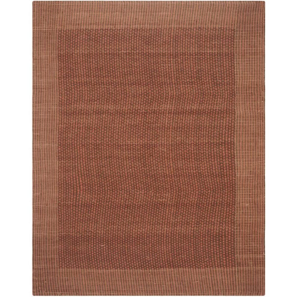 Natural Fiber 6 ft. x 9 ft. Brown/Rust Solid Color Area Rug