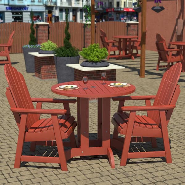 Highwood Springville 5-Pieces Round Recycled Plastic Outdoor Dining Set