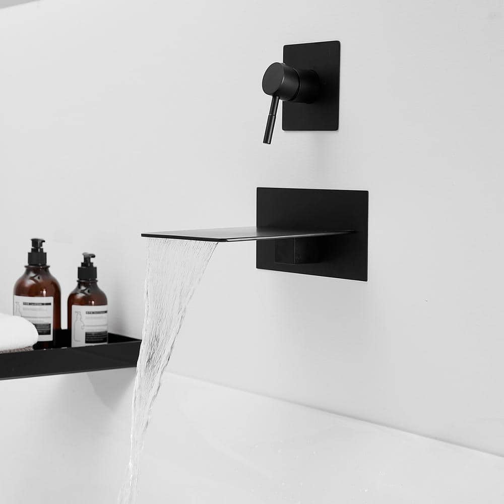 Matte Black Wall Mount Single Handle Brass Faucet