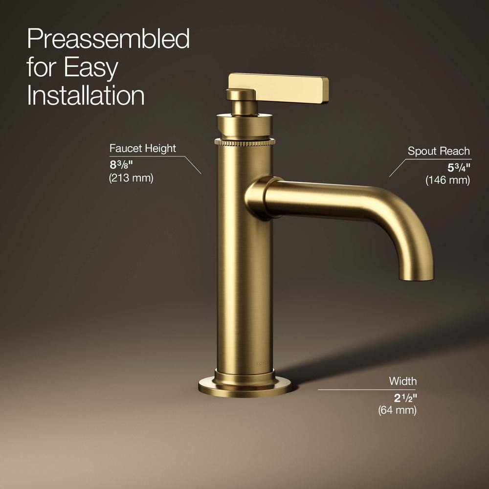 Vibrant Brushed Moderne Brass Single-Handle Bathroom Faucet