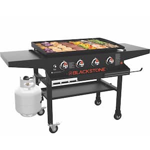 Original 36 in. 4-Burner Propane Griddle with Front Tray in Black