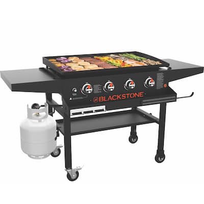 Flat Top Grills Gas The Home, Blackstone Liquid Propane Freestanding Outdoor Griddle With Lid