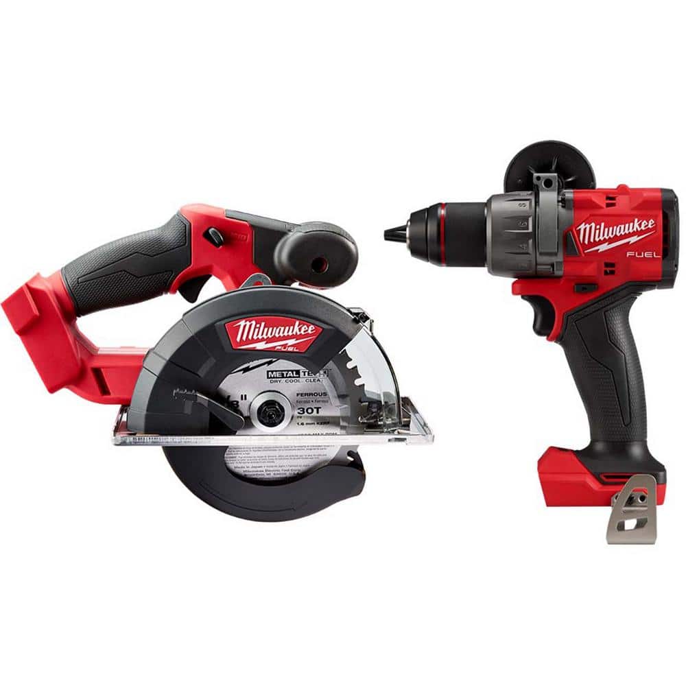 Milwaukee M18 FUEL 18V Lithium-Ion Brushless Cordless Metal Cutting 5-3/8 in. Circular Saw with 1/2 in. Hammer Drill/Driver -  2782-20-2904