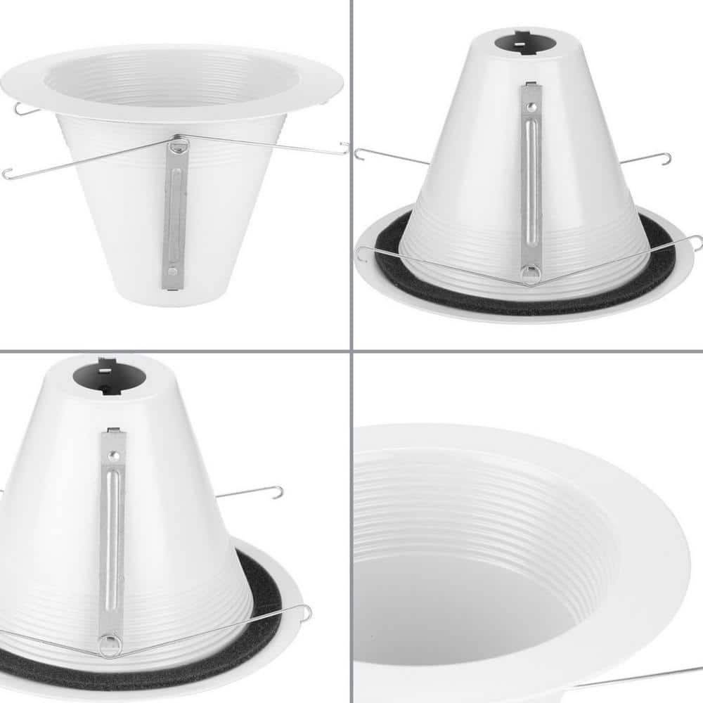 6" White Aluminum Recessed Splay Baffle Trim