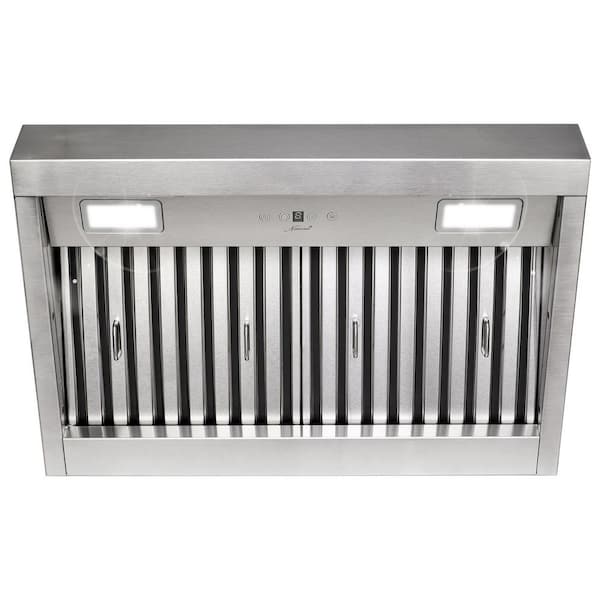 30 in. 600 CFM Ducted Insert Range Hood in Stainless Steel with Dimmable LED Lights 4-Speeds