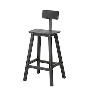 Black HDPE Plastic Water Resistant Outdoor Bar Stool (Set of 2)